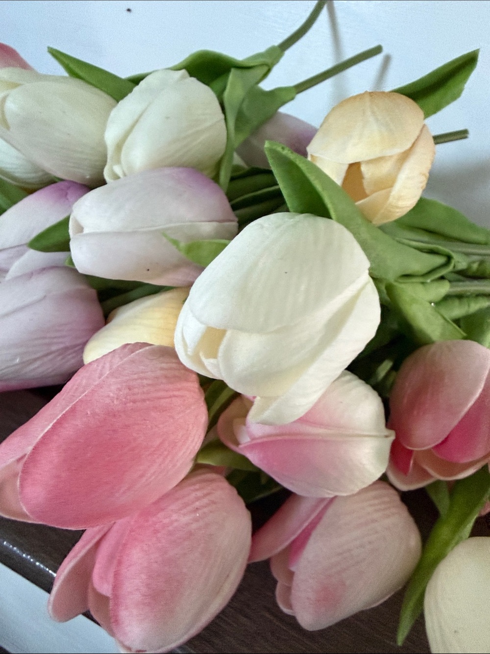 40 Artificial Tulips - Pink, White & Cream Home Accent